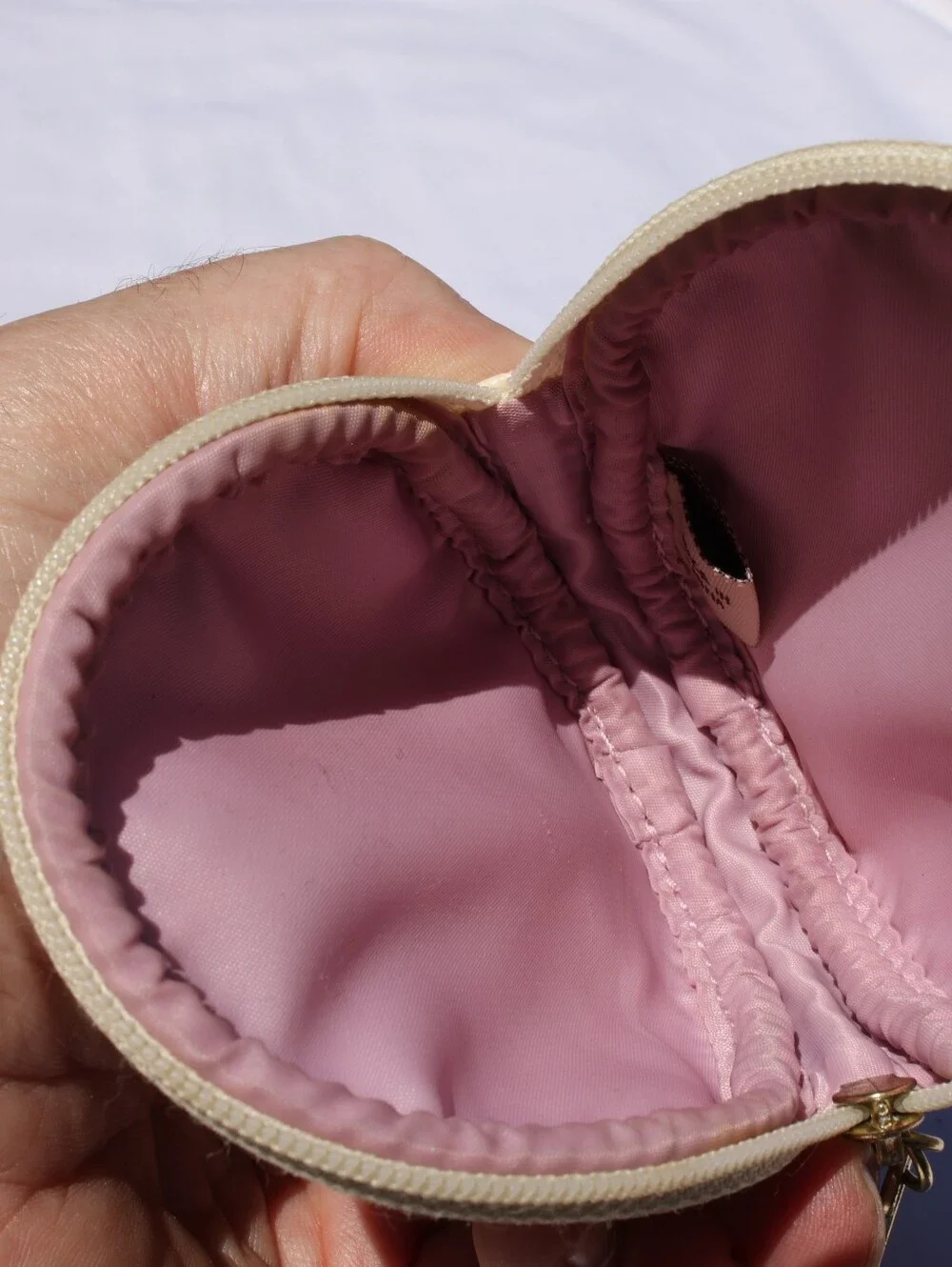 Coach Zip Coin Pouch Cream Round Cosmetic with Pink & Purple C Pattern Vintage